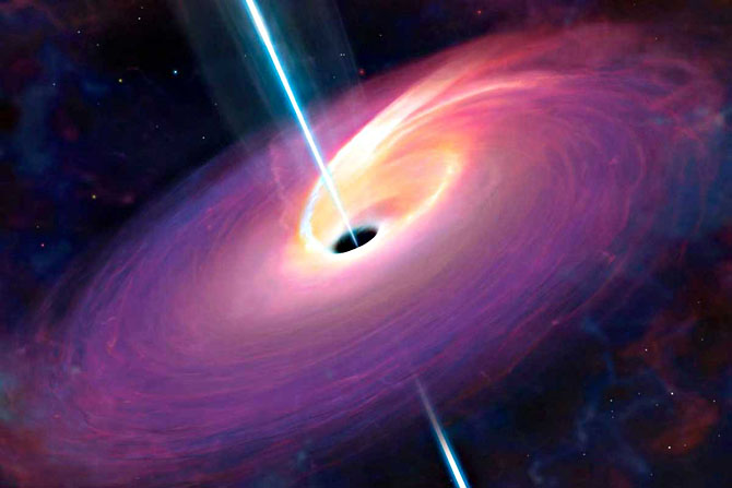 Чёрная дыра в далёкой Галактике (рисунок модель)