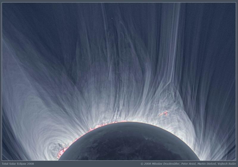 Сонячна корона. Детальний вигляд під час затемнення