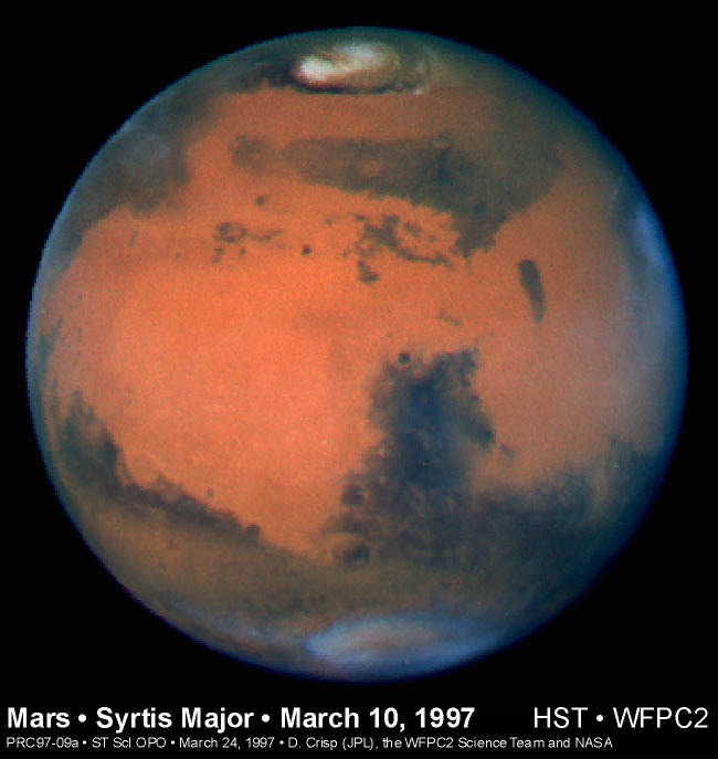 Красная планета Марс. Снимок космического телескопа Хаббл